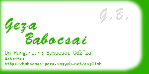 geza babocsai business card